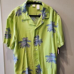 Green Palm Tree Print Men's Shirt